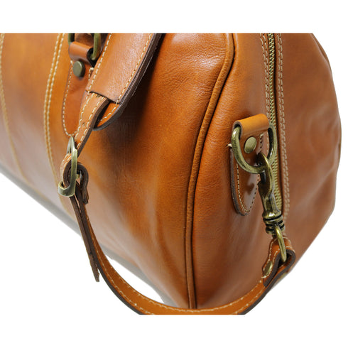 Floto Italian Leather Venezia Mini Duffle Handbag in Olive honey brown 5